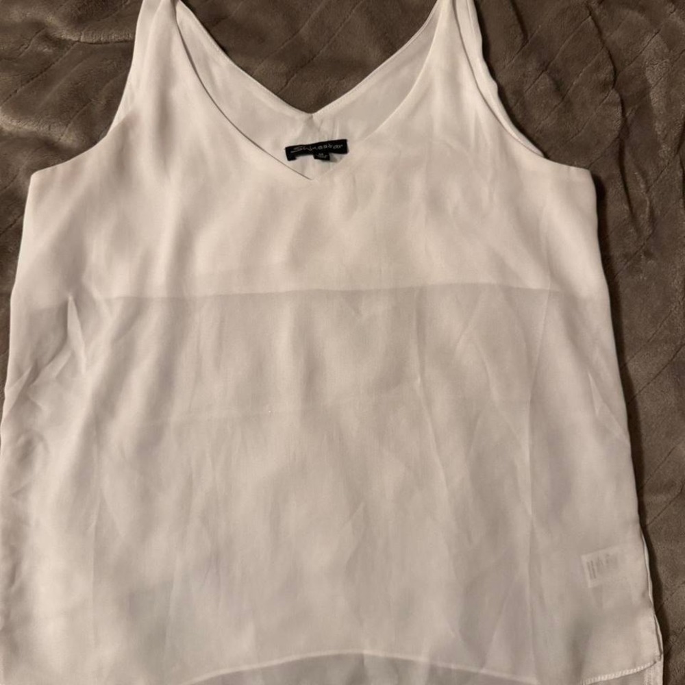 Shinestar Women White V-Neck Layered Chiffon Camisole Tank Top Size Medium